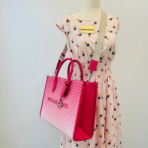 Michael Kors Purse & wallet Mirella Medium Ombré Logo Tote Bag Dragonfruit - Picture 11 of 11